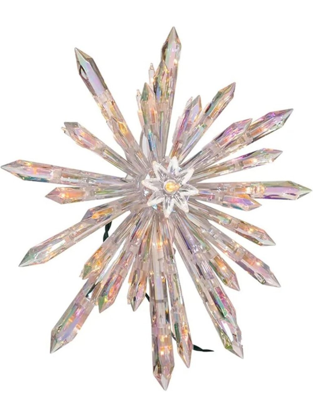 30-Light Plastic Crystal Snowflake Tree Topper - Holiday Decor for Festive Cheer